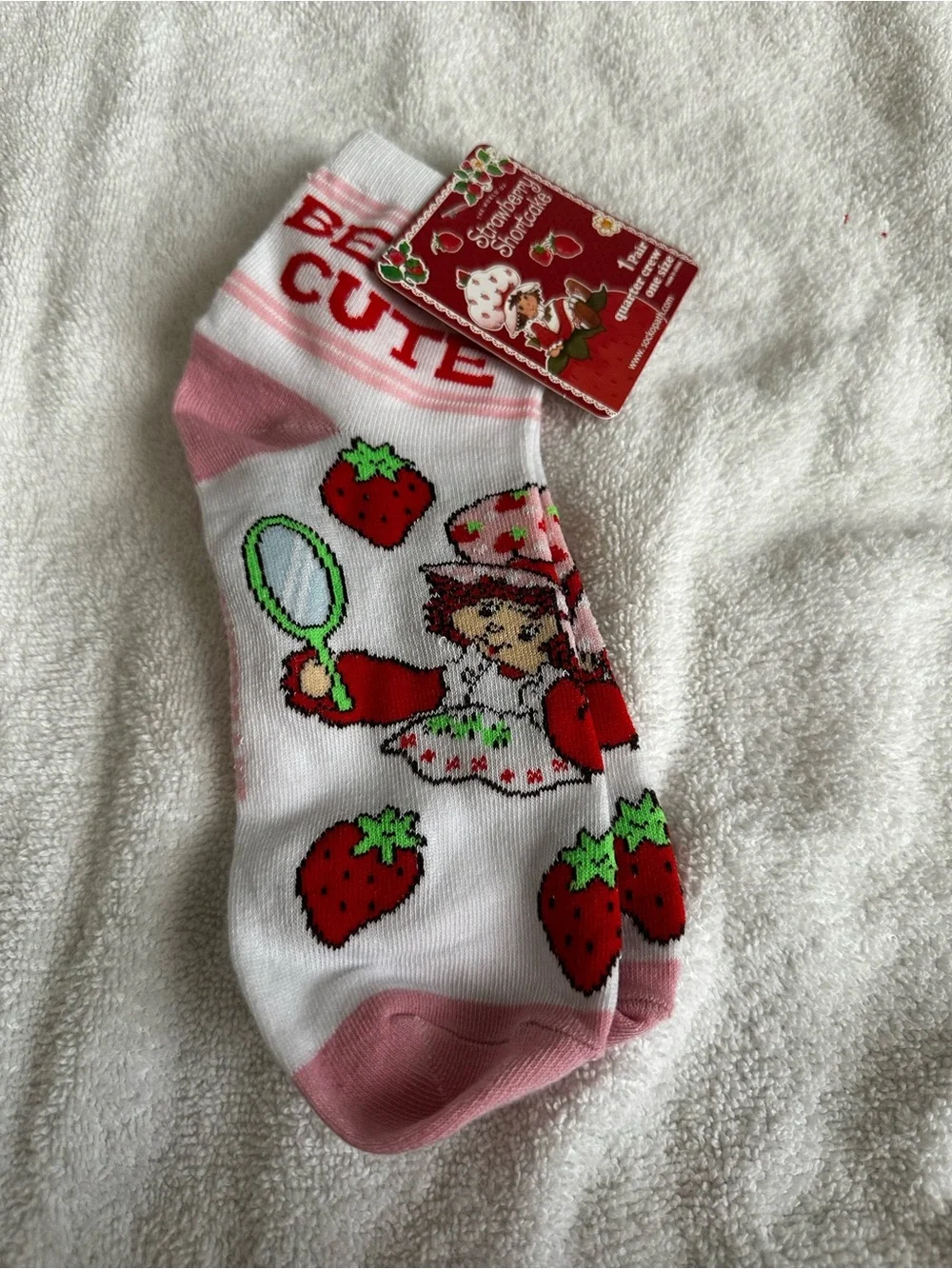 Strawberry Shortcake Makeup brush set, lip gloss and keychain, socks- Pink/Red